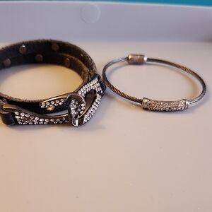 Black and Silver Rhinestone Bracelet Set